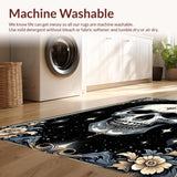 Ultra Soft Area Rug, Non Slip, Stain Resistant, Washable Area Rugs for Living Room, Bedroom, Edgy Monochrome Gothic Accents(Black)
