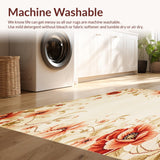 Ultra Soft Area Rug, Non Slip, Stain Resistant, Washable Area Rugs for Living Room, Bedroom, Artistic Floral Area Non Skid Backing Easy Clean Durable Low Pile(Beige)
