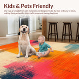 Ultra Soft Area Rug, Non Slip, Stain Resistant, Washable Area Rugs for Living Room, Bedroom, Modern Colorful Textured Waves(Orange)