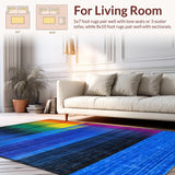 Ultra Soft Area Rug, Non Slip, Stain Resistant, Washable Area Rugs for Living Room, Bedroom, Vibrant Rainbow Swirl Motif(Blue)