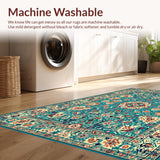 Ultra Soft Area Rug, Non Slip, Stain Resistant, Washable Area Rugs for Living Room, Bedroom, Elegant Pastel Floral Composition(Blue)