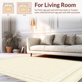 Ultra Soft Area Rug, Non Slip, Stain Resistant, Washable Area Rugs for Living Room, Bedroom, Elegant Neutral Trellis Design Area with Classic Beige Medallion(Beige)
