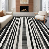 Ultra Soft Area Rug, Non Slip, Stain Resistant, Washable Area Rugs for Living Room, Bedroom, Bold Stripe Symphony: Black & White Geometric Patterned Rug(Black)
