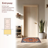Ultra Soft Area Rug, Non Slip, Stain Resistant, Washable Area Rugs for Living Room, Bedroom, Lively Multicolor Medallion Charm(Orange)