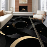 Ultra Soft Area Rug, Non Slip, Stain Resistant, Washable Area Rugs for Living Room, Bedroom, Dynamic Black Gold Abstract Geometry(Gold)