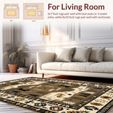 Ultra Soft Area Rug, Non Slip, Stain Resistant, Washable Area Rugs for Living Room, Bedroom, Nature-Inspired Earthy Palette(Brown)