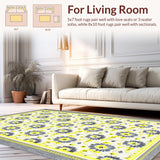 Ultra Soft Area Rug, Non Slip, Stain Resistant, Washable Area Rugs for Living Room, Bedroom, Subtle Earthy Floral Elegance(White)
