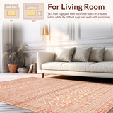 Ultra Soft Area Rug, Non Slip, Stain Resistant, Washable Area Rugs for Living Room, Bedroom, Elegant Desert Inspired Arrangement(Orange)