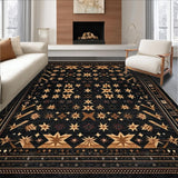 Ultra Soft Area Rug, Non Slip, Stain Resistant, Washable Area Rugs for Living Room, Bedroom, Vintage Inspired Primitive Elegance(Black)