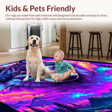 Ultra Soft Area Rug, Non Slip, Stain Resistant, Washable Area Rugs for Living Room, Bedroom, Fierce 3D Cosmic Wolf Design(Purple)