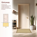 Ultra Soft Area Rug, Non Slip, Stain Resistant, Washable Area Rugs for Living Room, Bedroom, Sleek Minimalist Herringbone Style(Beige)
