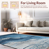 Ultra Soft Area Rug, Non Slip, Stain Resistant, Washable Area Rugs for Living Room, Bedroom, Vibrant Artistic Wave Pattern(Blue)