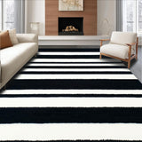 Ultra Soft Area Rug, Non Slip, Stain Resistant, Washable Area Rugs for Living Room, Bedroom, Transitional Geometric Line Art(Black)