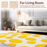 Ultra Soft Area Rug, Non Slip, Stain Resistant, Washable Area Rugs for Living Room, Bedroom, Fun Cartoonish Egg Visual Theme(Yellow)