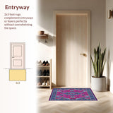 Ultra Soft Area Rug, Non Slip, Stain Resistant, Washable Area Rugs for Living Room, Bedroom, Bohemian Paisley(Pink)