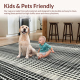 Ultra Soft Area Rug, Non Slip, Stain Resistant, Washable Area Rugs for Living Room, Bedroom, Striped Entry Pathway Rug Modern Contrast Patterned Accent Mat Decor(Black)
