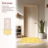 Ultra Soft Area Rug, Non Slip, Stain Resistant, Washable Area Rugs for Living Room, Bedroom, Charming Modern Abstract Whirl(Yellow)