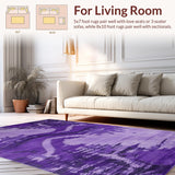 Ultra Soft Area Rug, Non Slip, Stain Resistant, Washable Area Rugs for Living Room, Bedroom, Trendy Plush Watercolor Design(Purple)