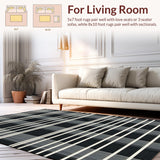 Ultra Soft Area Rug, Non Slip, Stain Resistant, Washable Area Rugs for Living Room, Bedroom, Minimalist Classic Chevron Pattern(Black)