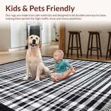 Ultra Soft Area Rug, Non Slip, Stain Resistant, Washable Area Rugs for Living Room, Bedroom, Modern Stripe Area Rug(Black)
