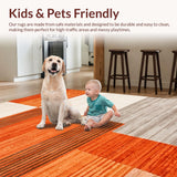 Ultra Soft Area Rug, Non Slip, Stain Resistant, Washable Area Rugs for Living Room, Bedroom, Bold Textured Geometric Arrangement(Orange)