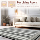 Ultra Soft Area Rug, Non Slip, Stain Resistant, Washable Area Rugs for Living Room, Bedroom, Reversible Laundry Room Mat Black White Striped Braided Patio Porch Rug(Black)
