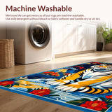 Ultra Soft Area Rug, Non Slip, Stain Resistant, Washable Area Rugs for Living Room, Bedroom, Ethnic Colorful Animal Print(Blue)