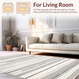 Ultra Soft Area Rug, Non Slip, Stain Resistant, Washable Area Rugs for Living Room, Bedroom, Sophisticated Striped Tribal Influence(Gray)