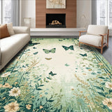 Ultra Soft Area Rug, Non Slip, Stain Resistant, Washable Area Rugs for Living Room, Bedroom, Eclectic Vintage Bug Arrangement(Green)