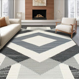 Ultra Soft Area Rug, Non Slip, Stain Resistant, Washable Area Rugs for Living Room, Bedroom, Rustic Plush Neutral Tones Design(Gray)