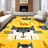 Ultra Soft Area Rug, Non Slip, Stain Resistant, Washable Area Rugs for Living Room, Bedroom, Charming Cartoon Cat Aesthetic(Yellow)