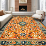 Ultra Soft Area Rug, Non Slip, Stain Resistant, Washable Area Rugs for Living Room, Bedroom, Chic Modern Striped Pattern(Orange)