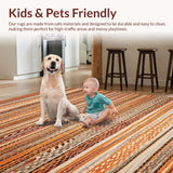 Ultra Soft Area Rug, Non Slip, Stain Resistant, Washable Area Rugs for Living Room, Bedroom, Contemporary Colorful Braided Motif(Orange)