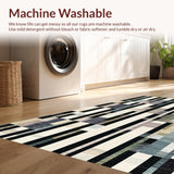 Ultra Soft Area Rug, Non Slip, Stain Resistant, Washable Area Rugs for Living Room, Bedroom, Retro-Inspired Black and White Striped Area Carpet Design(Black)