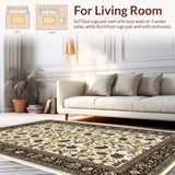 Ultra Soft Area Rug, Non Slip, Stain Resistant, Washable Area Rugs for Living Room, Bedroom, Traditional Beige Paisley Living Room Non-Slip Rug(Beige)