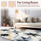 Ultra Soft Area Rug, Non Slip, Stain Resistant, Washable Area Rugs for Living Room, Bedroom, Sleek Minimalist Diamond Layout(Gray)