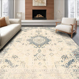Ultra Soft Area Rug, Non Slip, Stain Resistant, Washable Area Rugs for Living Room, Bedroom, Elegant Boho Inspired Area With Low Pile Design(Beige)