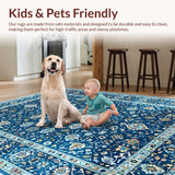 Ultra Soft Area Rug, Non Slip, Stain Resistant, Washable Area Rugs for Living Room, Bedroom, Durable Blue Entryway Area Rug with Intricate Pattern(Blue)