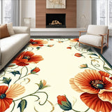 Botanical Bliss Poppy Inspired with Leafy Motifs(Red)