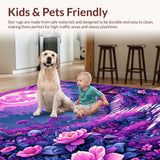 Ultra Soft Area Rug, Non Slip, Stain Resistant, Washable Area Rugs for Living Room, Bedroom, Enchanting Floral Fantasy Composition(Purple)