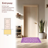 Ultra Soft Area Rug, Non Slip, Stain Resistant, Washable Area Rugs for Living Room, Bedroom, Artistic Abstract Floral Waves(Purple)