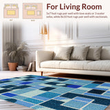 Ultra Soft Area Rug, Non Slip, Stain Resistant, Washable Area Rugs for Living Room, Bedroom, Earth Moon Circle Rug for Entryway Hardwood Floors(Blue)