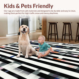 Ultra Soft Area Rug, Non Slip, Stain Resistant, Washable Area Rugs for Living Room, Bedroom, Heritage Pinstripe Rug Sleek Lines Dynamic Rhythm Modern Graphic Accent Pattern(Black)