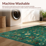 Ultra Soft Area Rug, Non Slip, Stain Resistant, Washable Area Rugs for Living Room, Bedroom, Vibrant Jungle-Inspired Artwork(Blue)