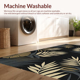 Ultra Soft Area Rug, Non Slip, Stain Resistant, Washable Area Rugs for Living Room, Bedroom, Contemporary Botanical Patterned Contrast(Black)