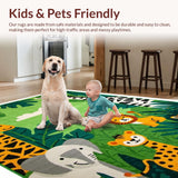 Ultra Soft Area Rug, Non Slip, Stain Resistant, Washable Area Rugs for Living Room, Bedroom, Charming Jungle Animal Aesthetic(Green)