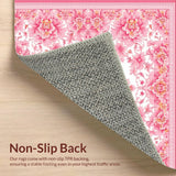 Ultra Soft Area Rug, Non Slip, Stain Resistant, Washable Area Rugs for Living Room, Bedroom, Charming Floral Pom Pom Delight(Pink)