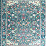 Ultra Soft Area Rug, Non Slip, Stain Resistant, Washable Area Rugs for Living Room, Bedroom, Vibrant Teal Botanical Harmony(Blue)