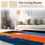 Ultra Soft Area Rug, Non Slip, Stain Resistant, Washable Area Rugs for Living Room, Bedroom, Galaxy Inspired Abstract Aesthetic(Blue)