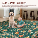 Ultra Soft Area Rug, Non Slip, Stain Resistant, Washable Area Rugs for Living Room, Bedroom, Botanical Shaggy Earthy Charm(Green)